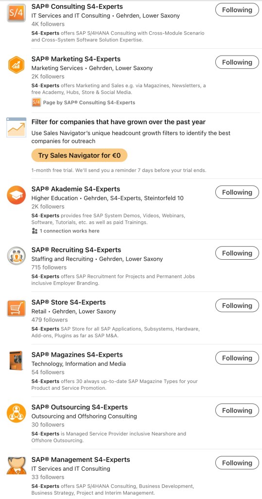 S4-Experts Social Media Accounts LinkedIn
